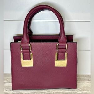 Call It Spring Maroon Satchel with Gold Accents